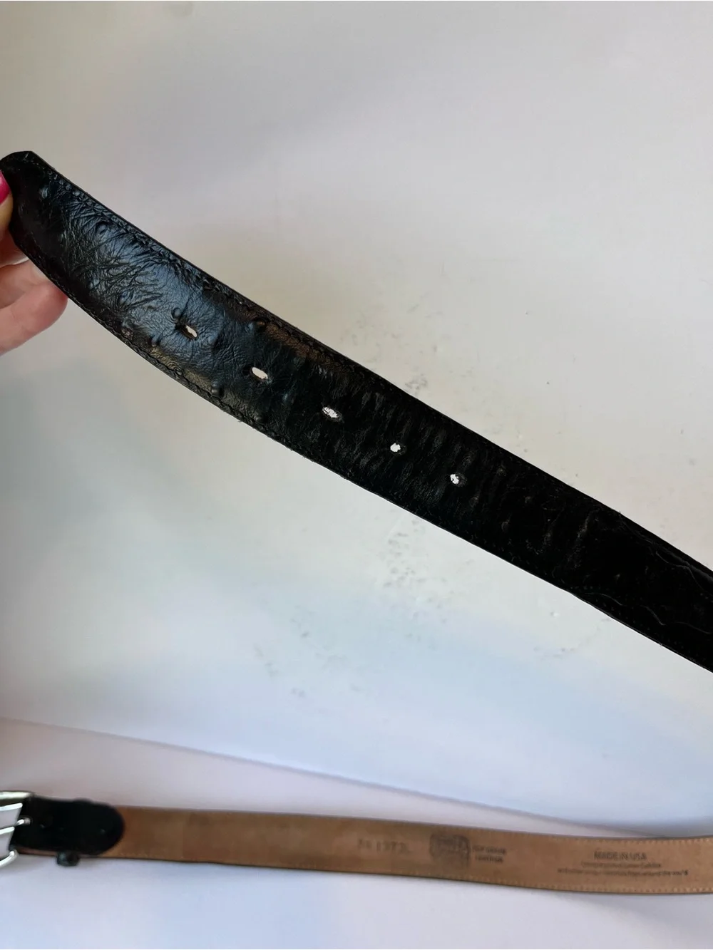 Tony Lama Black Italian Leather Ostrich Western Belt